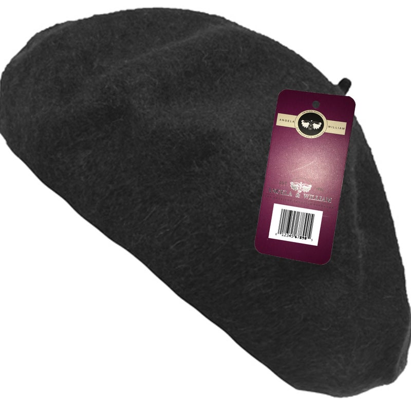 Angela & William Classic WW004 Winter 100% Wool Warm French Art Basque Beret Tam Beanie Hat Cap (Black) - Image 2